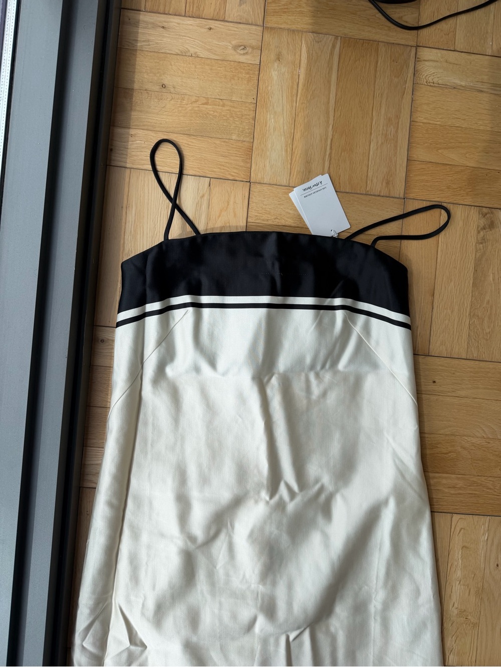 & Other Stories Black and Cream Slip Dress with Contrast Trim - Picture 6 of 7